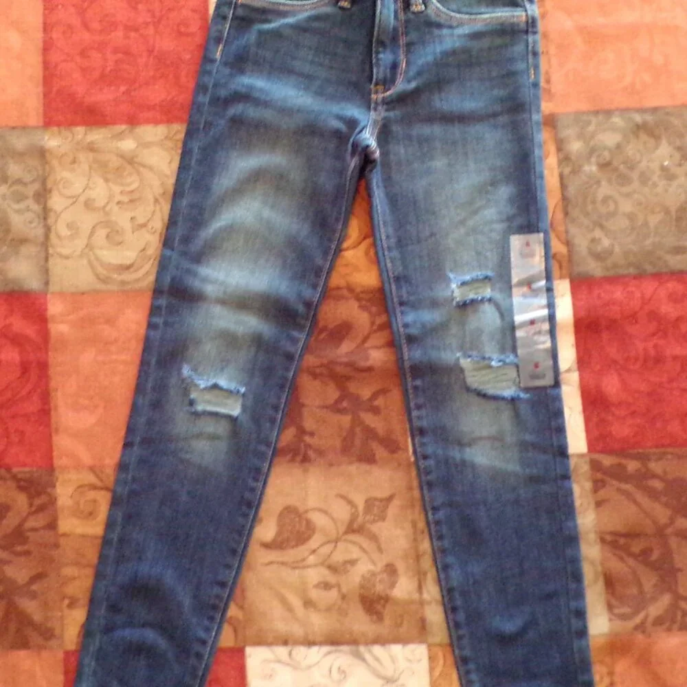 Old Navy High Rise Rockstar Jegging Girls 8 Jeans Stretch Adjustable Distressed